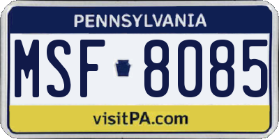 PA license plate MSF8085