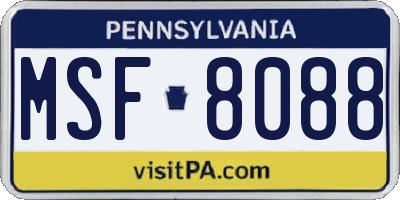 PA license plate MSF8088