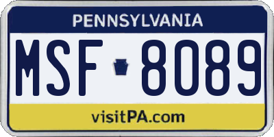 PA license plate MSF8089
