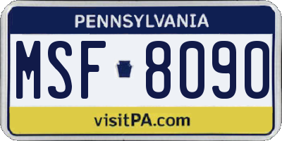 PA license plate MSF8090
