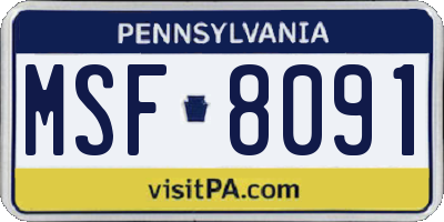 PA license plate MSF8091