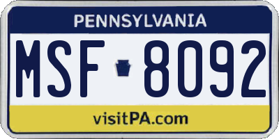 PA license plate MSF8092