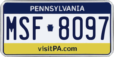 PA license plate MSF8097