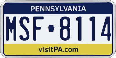 PA license plate MSF8114