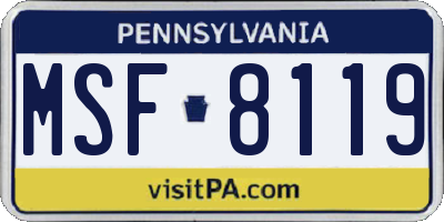 PA license plate MSF8119