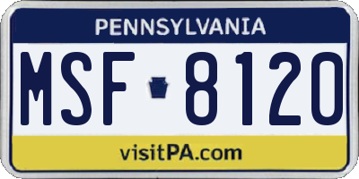 PA license plate MSF8120