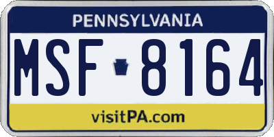 PA license plate MSF8164