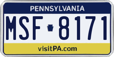 PA license plate MSF8171