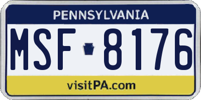 PA license plate MSF8176