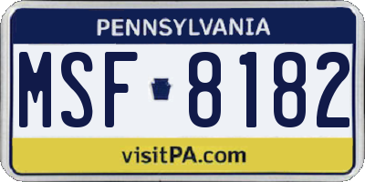 PA license plate MSF8182