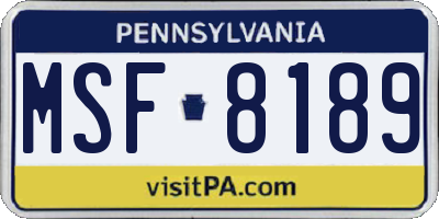 PA license plate MSF8189