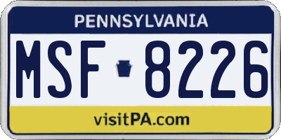 PA license plate MSF8226