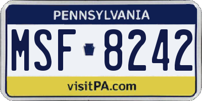 PA license plate MSF8242