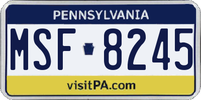 PA license plate MSF8245
