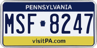 PA license plate MSF8247