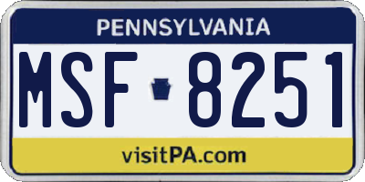 PA license plate MSF8251
