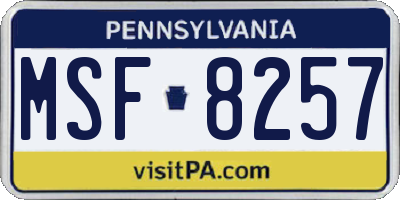 PA license plate MSF8257