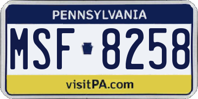 PA license plate MSF8258
