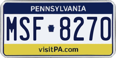 PA license plate MSF8270