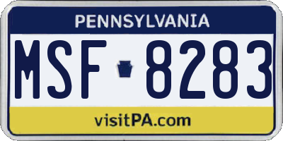 PA license plate MSF8283