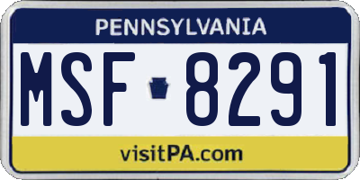 PA license plate MSF8291
