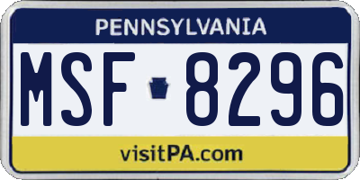 PA license plate MSF8296