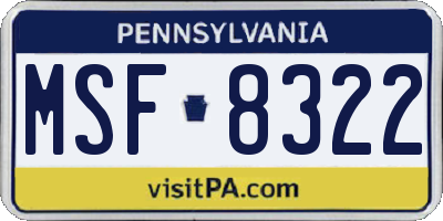 PA license plate MSF8322