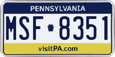 PA license plate MSF8351