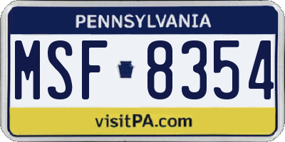 PA license plate MSF8354
