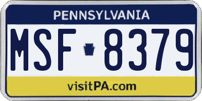 PA license plate MSF8379