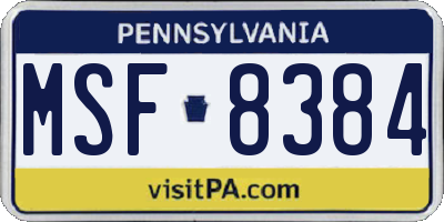 PA license plate MSF8384