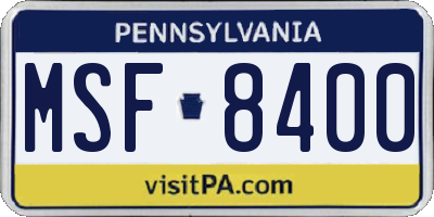 PA license plate MSF8400