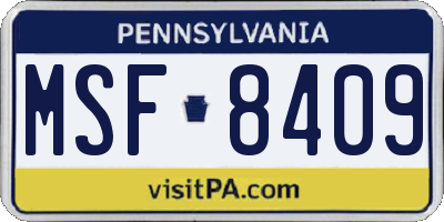 PA license plate MSF8409