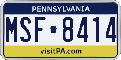 PA license plate MSF8414