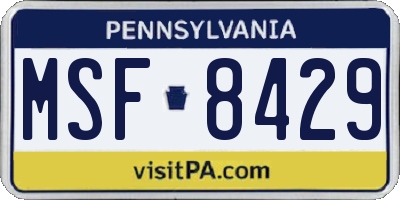 PA license plate MSF8429