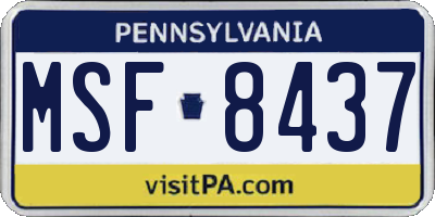 PA license plate MSF8437