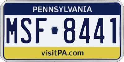 PA license plate MSF8441