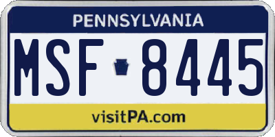 PA license plate MSF8445
