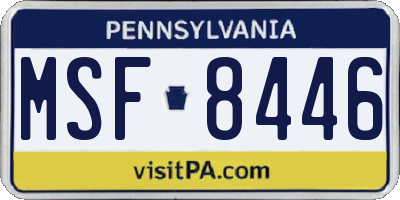 PA license plate MSF8446