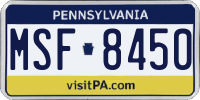 PA license plate MSF8450