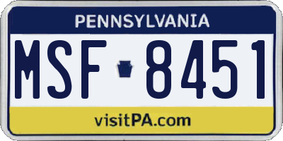 PA license plate MSF8451