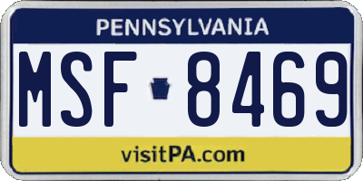 PA license plate MSF8469