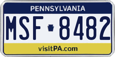 PA license plate MSF8482