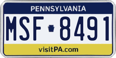 PA license plate MSF8491