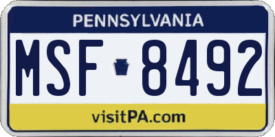 PA license plate MSF8492