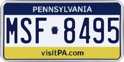PA license plate MSF8495