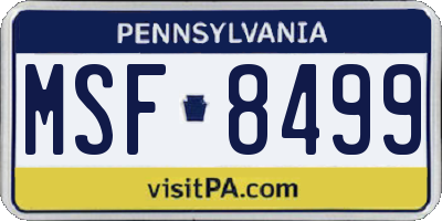 PA license plate MSF8499