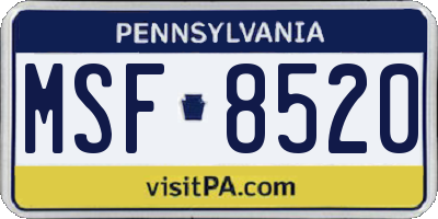 PA license plate MSF8520