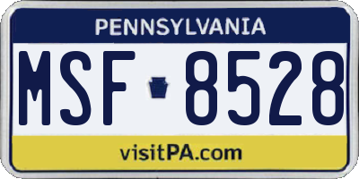 PA license plate MSF8528