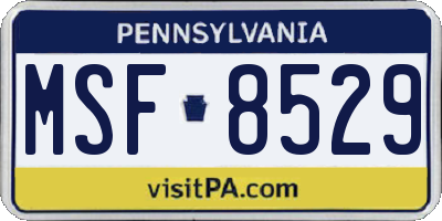 PA license plate MSF8529